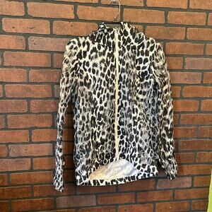 Lorna Jane Leopard Cheetah Print Black and Pink Windbreaker Jacket (XS) NWT